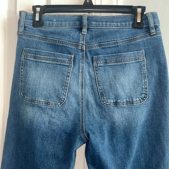 LOFT Kick Flare Crop Jeans with Braided Patch Pockets Size 27/4 NWT - Picture 5 of 10